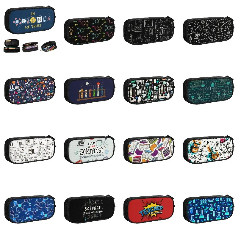 

In Science We Trust School Pencil Case Girl Boy Large Capacity Geek Scientist Lab Pencil Pouch Students Stationery
