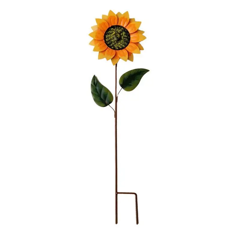 

Wrought Iron Windmill Courtyard Outdoor Rotating Stake Sunflower Wind Spinner for Garden Yard Statue Decor Metal Art Ornaments