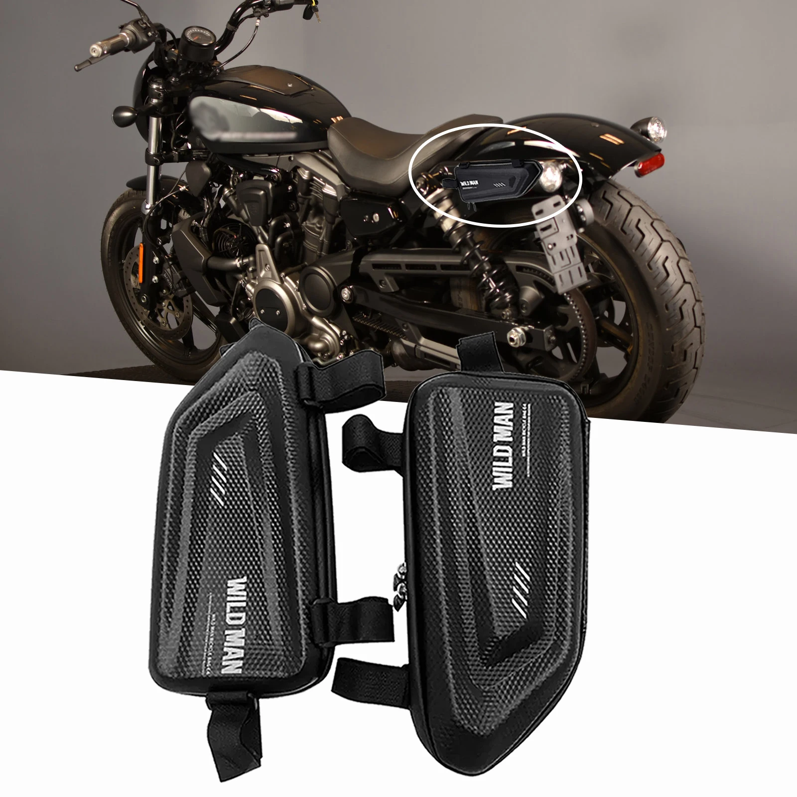 FOR Nightster 975 RH975 S motorcycle modified side bag waterproof triangle side bag hard shell bag Accessories_voghion.com
