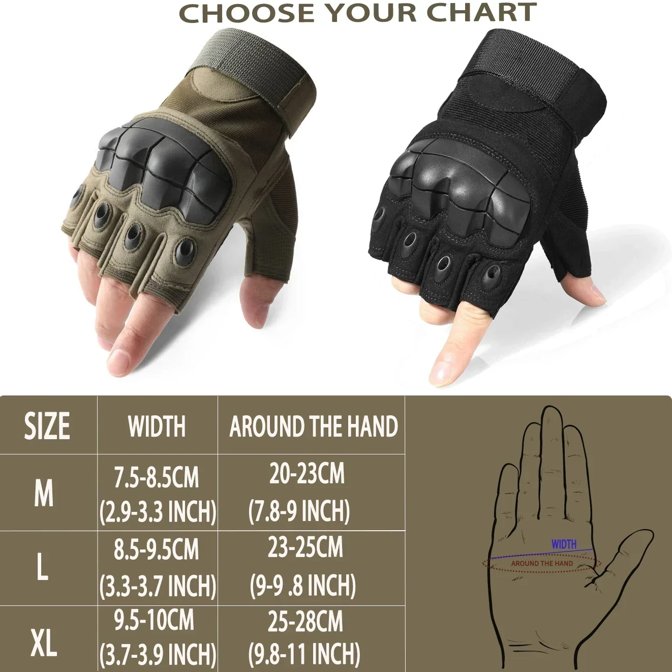 1 Pair Tactical Fingerless Half Finger Motorcycle Motocross Non-slip Guantes Moto Outdoor Sport Motorbiker Racing Gloves 3