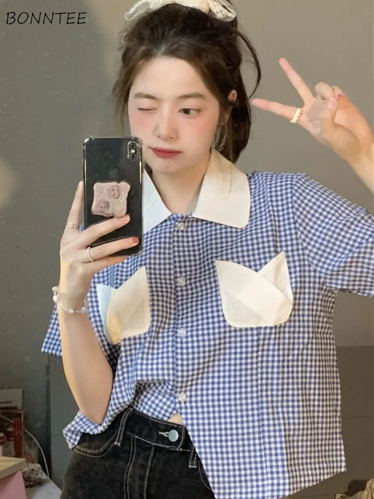 

Женские рубашки свободного покроя в клетку в стиле преппи универсальная женская элегантная повседневная Удобная красочная уличная одежда в стиле ольччан