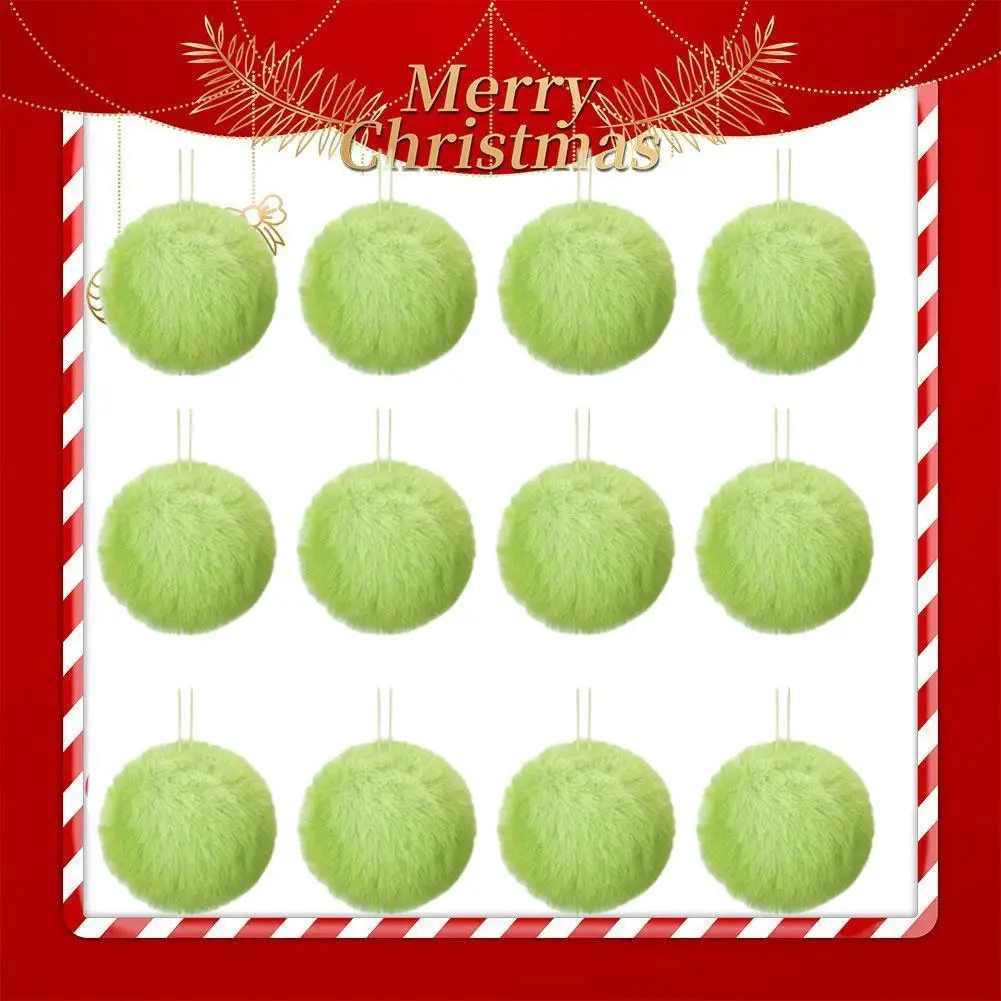 Lemon Green Plush Christmas Ball Decoration Plush Elf Christmas Tree Decoration Green Hanging Soft Artificial