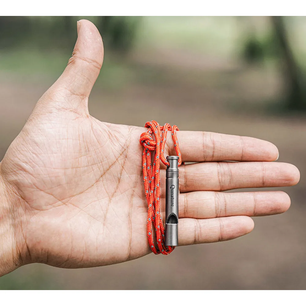 Pure titanium outdoor survival camping rescue whistle hanging rope mountain climbing loud tourism warning equipment_voghion.com