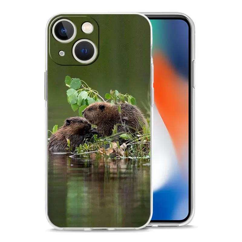 Clear Soft Cover with Funny Beaver Design - Protective Phone Case