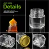 Mini Glass Honey Jar, Small Honey Container with Wooden Dipper, Bee Pendants, Stickers, Dishwasher Safe, Canning Jars 4