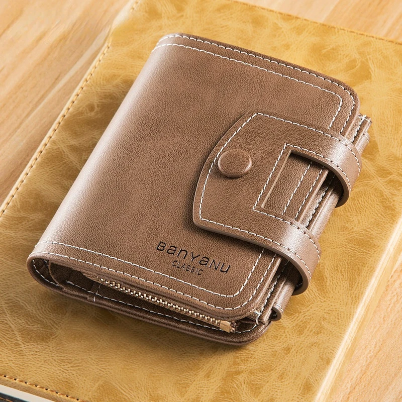 Men Cowhide Wallet Fashion Mini Card Holder Male Coin purses Pocket Retro purse small Money clip purse Business Casual