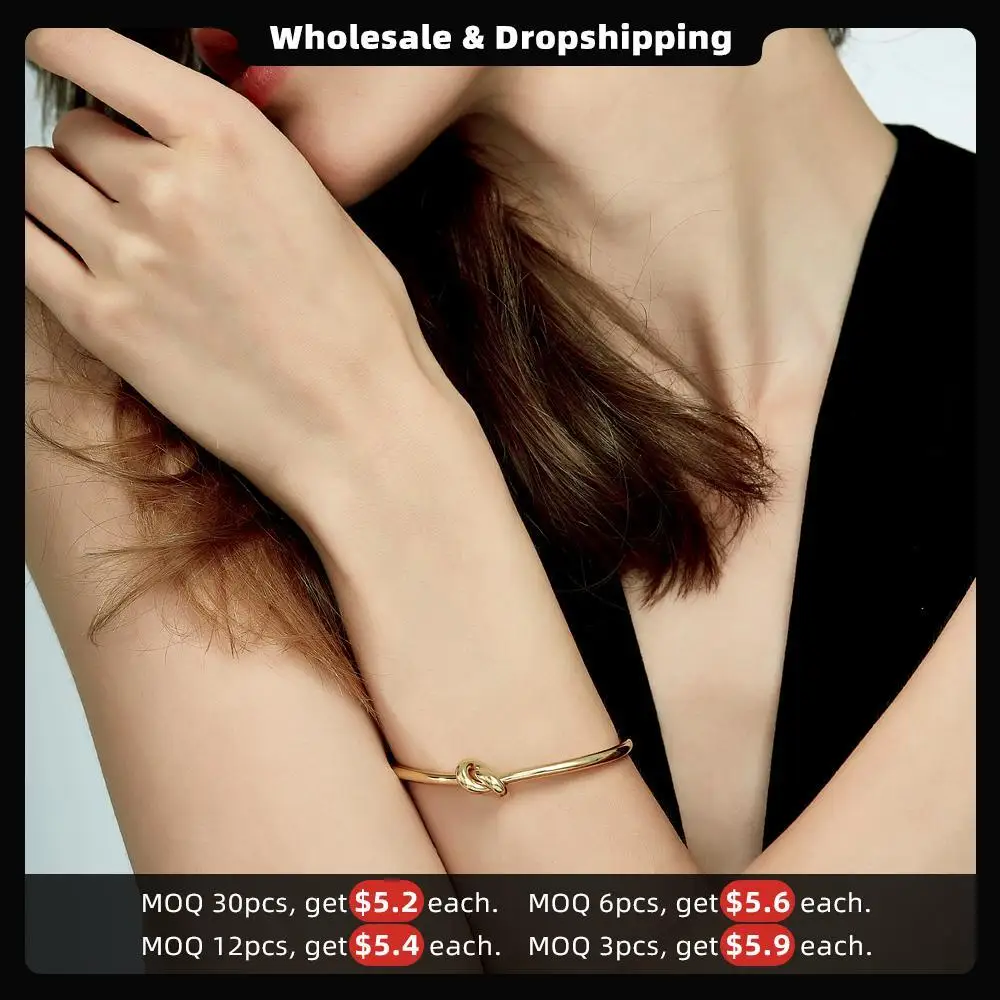 Knot Cuff Bracelets Gold Color Manchette Bangle Bracelet for Women Armband Fashion Jewelry Pulseiras B4286