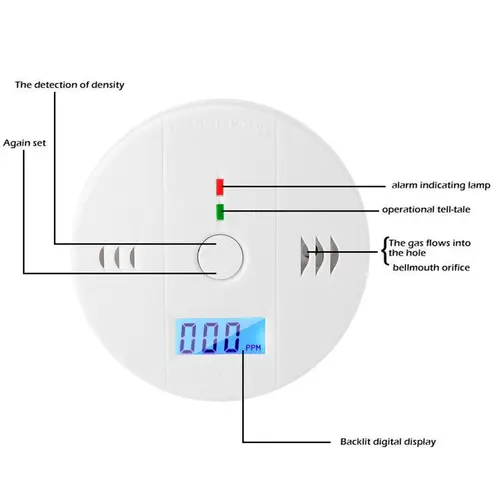 CO PPM 감지기 경고 사이렌 경보 일산화탄소 감지기 85dB 사운드 LCD 표시기, 안전 센서 홈 보안 보호 2