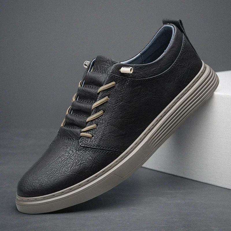 Men designer genuine leather casual sports shoes Black Outdoor Brown Flat Business Dress Size: 36-47 casual shoes sports shoes casual sneakers leather shoes