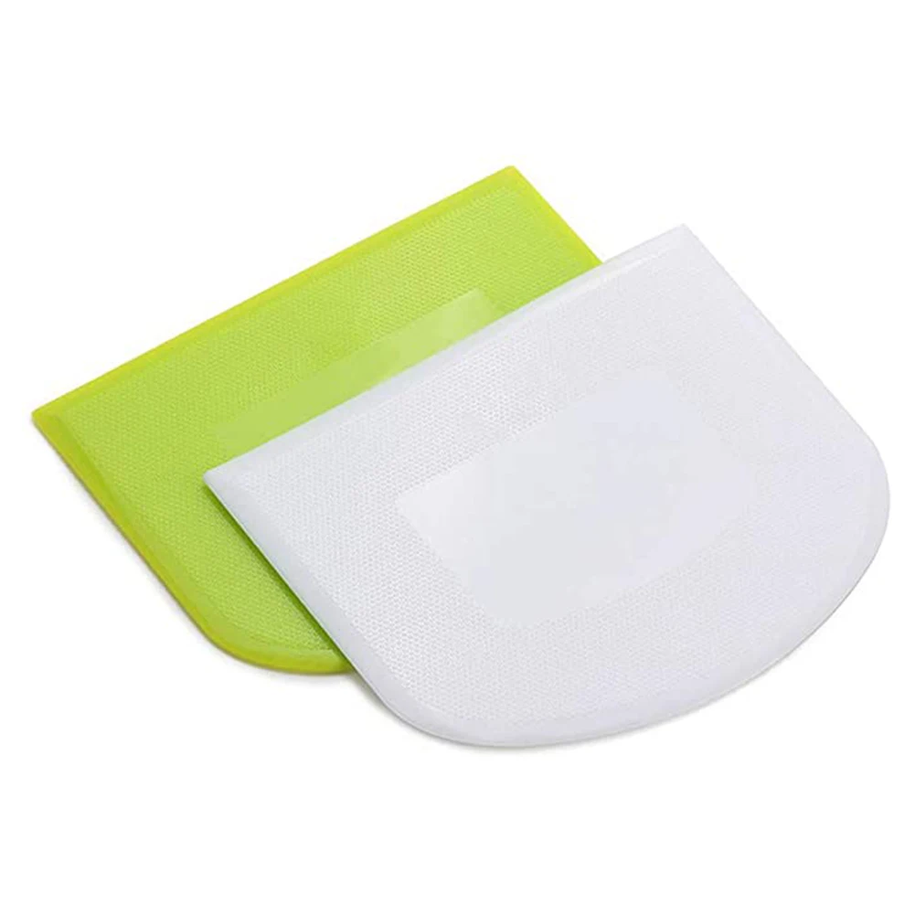 Set of 2 Flexible Food-Grade Plastic Dough Scrapers