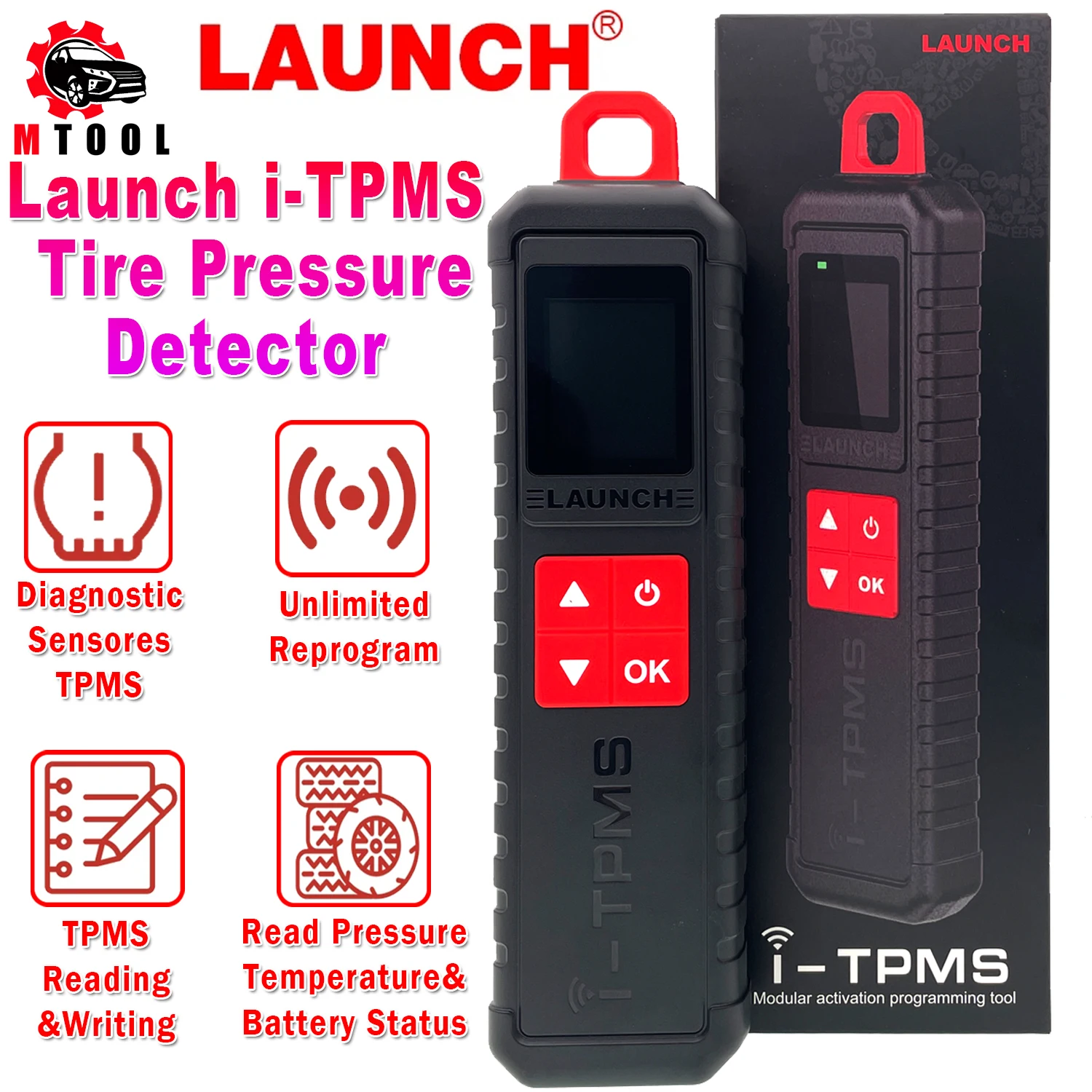 

Launch i-TPMS Tire Pressure Detector Upgrad of TSGUN RF Sensor Can work standalone by i-TPMS APP Launch X431 V V+ Pro3 PRO3S+