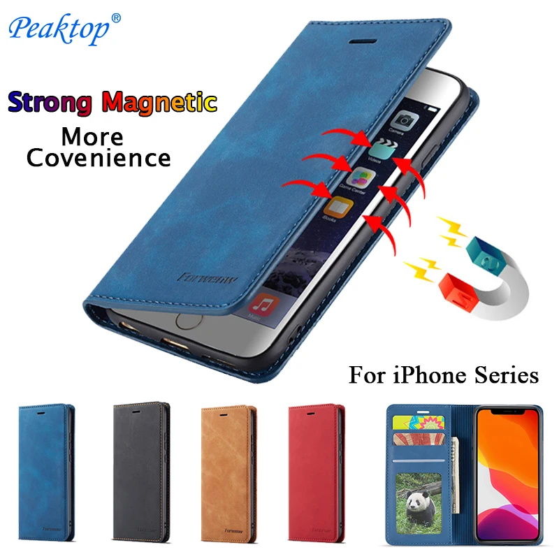 Luxury Leather Wallet Flip Card Cover with Magnetic Closure