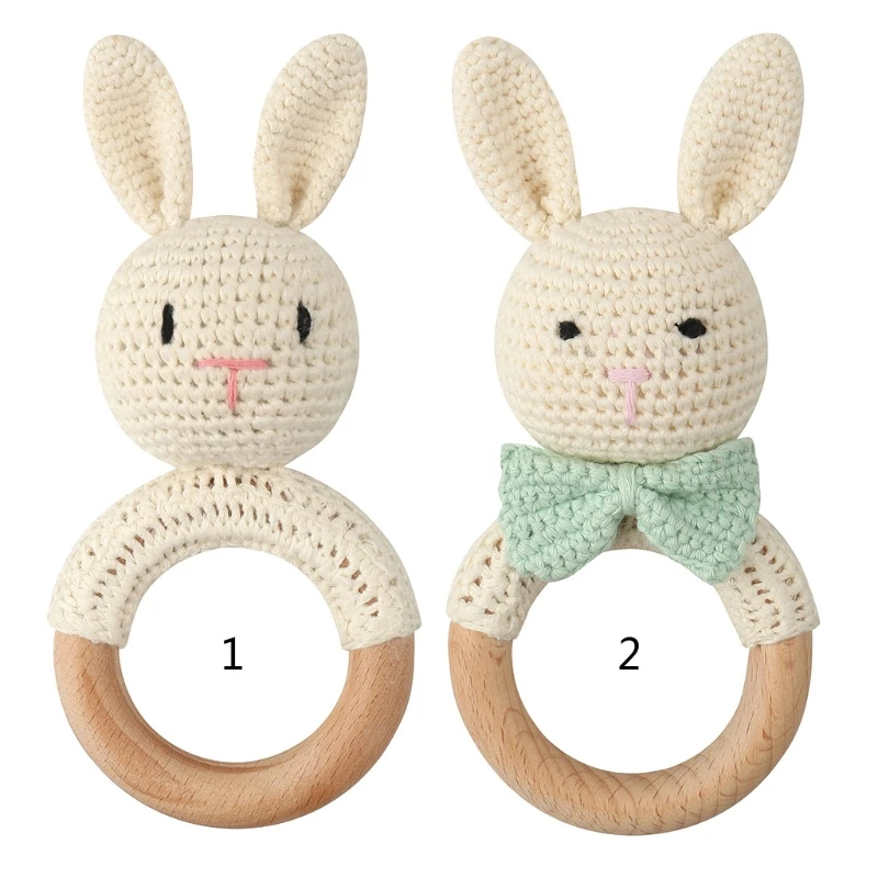 Handmade Crochet DIY Pacifier Clip Chain Accessories Cute Bunny Head Baby Teething Soother Decorations