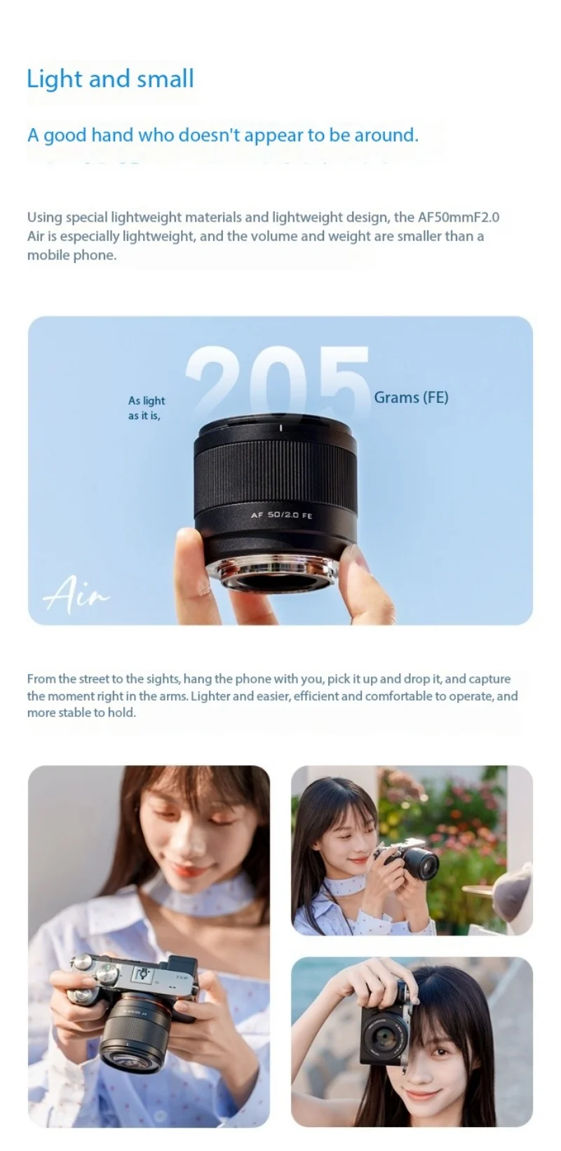 Viltrox AF 50mm f2.0 air Full Frame Auto Focus Lens for Sony E 6700 A7C2 A7CR A7