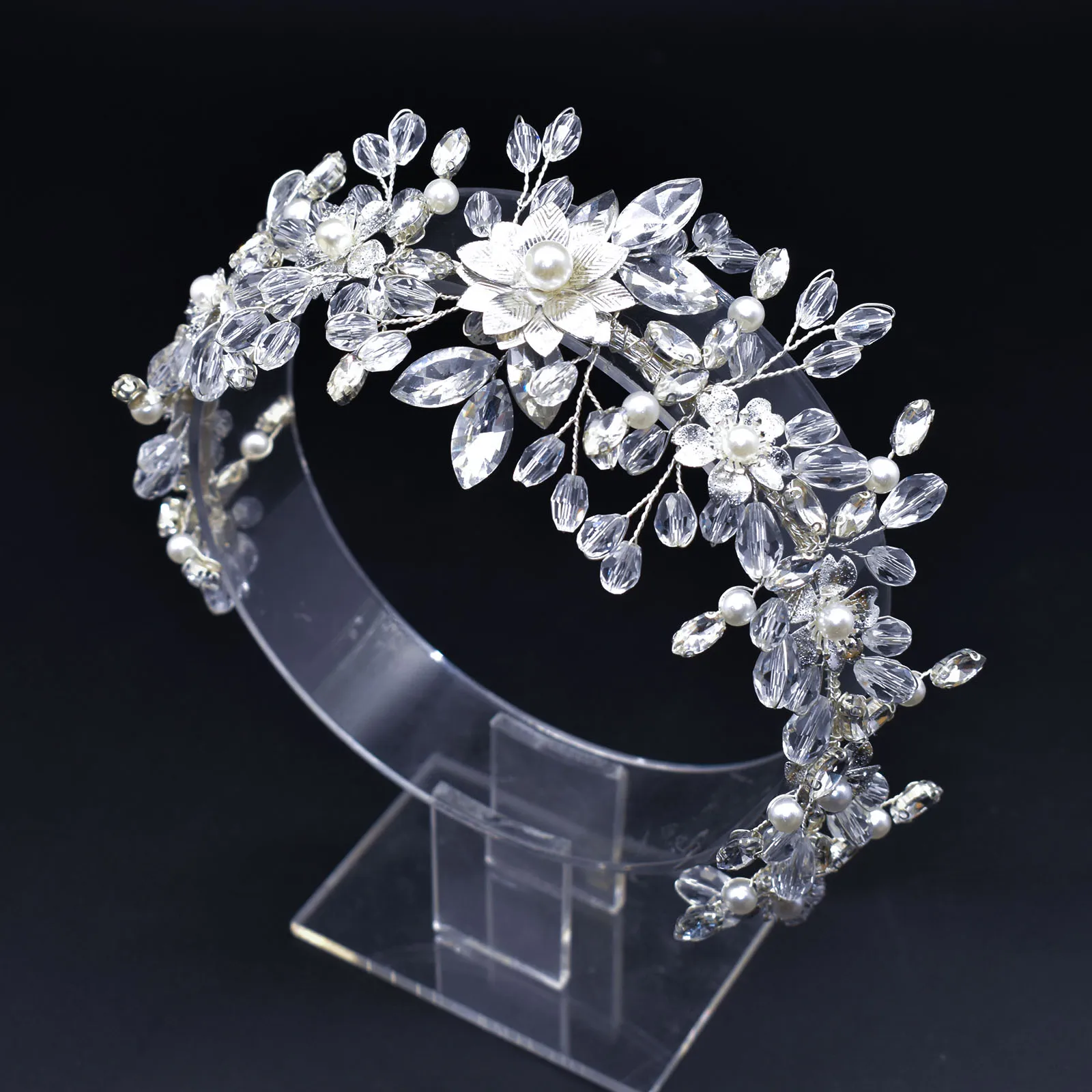 

DZ082 Flower Bridal Headband Luxury Bridal Crowns Elegant Wedding Headwear Prom Hair Accessories for Women Tiara Headpieces