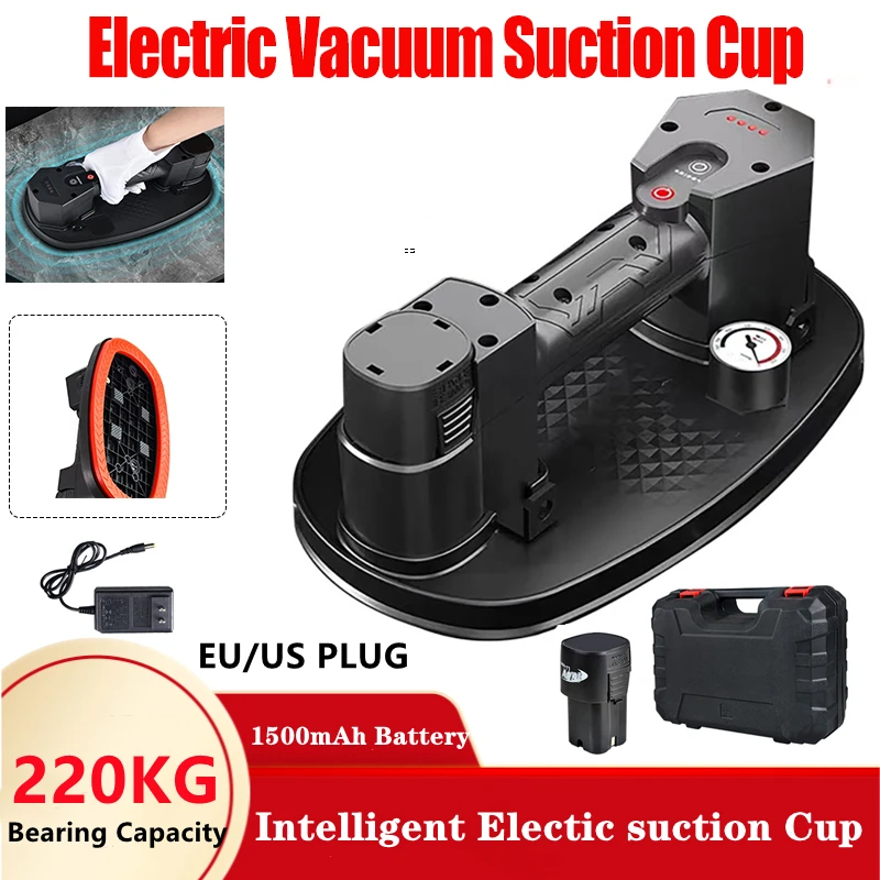 

220kg Load Electric Vacuum Suction Cup Heavy Lifter Display Granite Glass Tile Sucker Air Pump Lifting Tool with Battery Charger