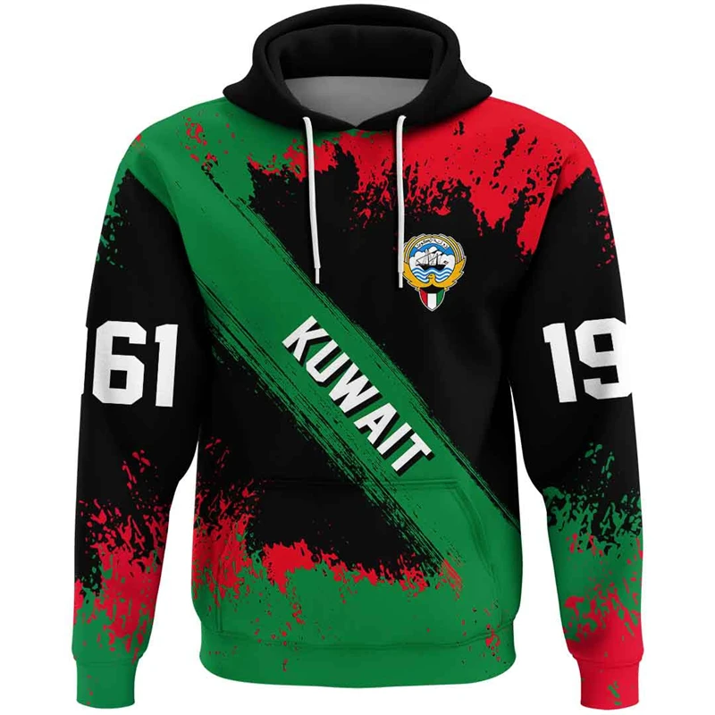 thumbnail image 1 of Sudadera con capucha para hombre, con estampado de la bandera de Kuwait, sudaderas con capucha, moda urbana, manga larga, holgadas, de gran tamaño, Y2k, sudaderas con capucha para hombre, 1 of 4