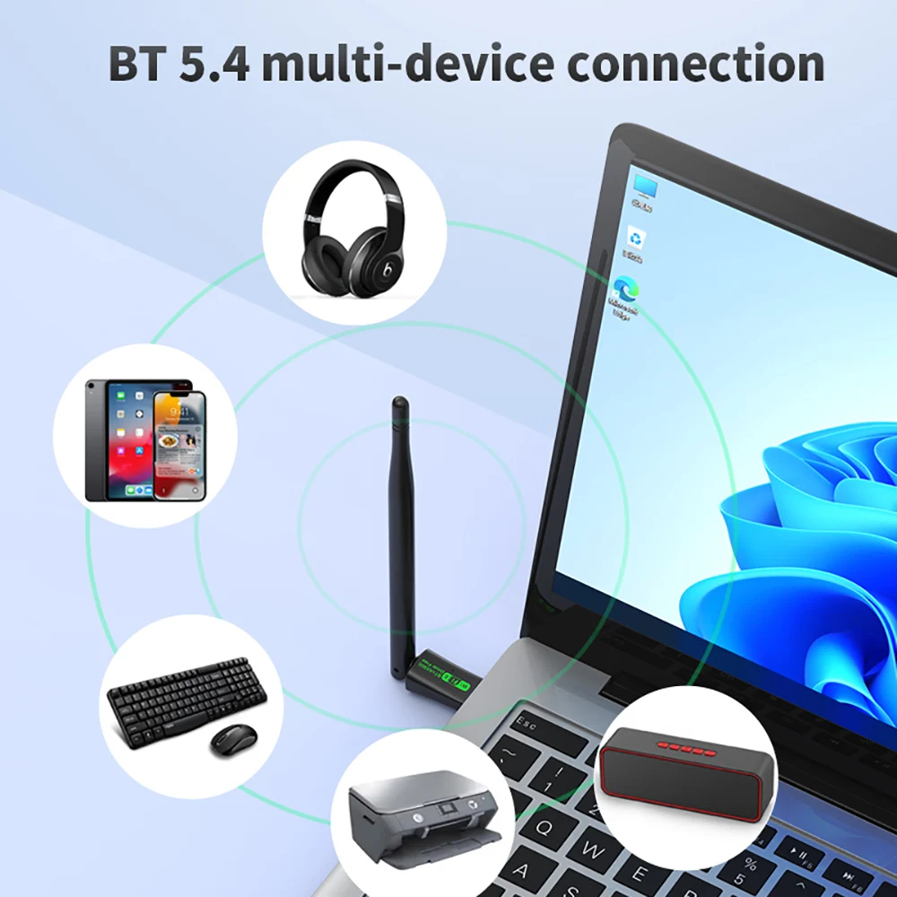 AX900 USB WiFi6 Bluetooth 5.4 어댑터 2in1 동글 듀얼 밴드 2.4G 및 5GHz WiFi 네트워크 안테나 수신기 PC Win 10 11 드라이버 무료