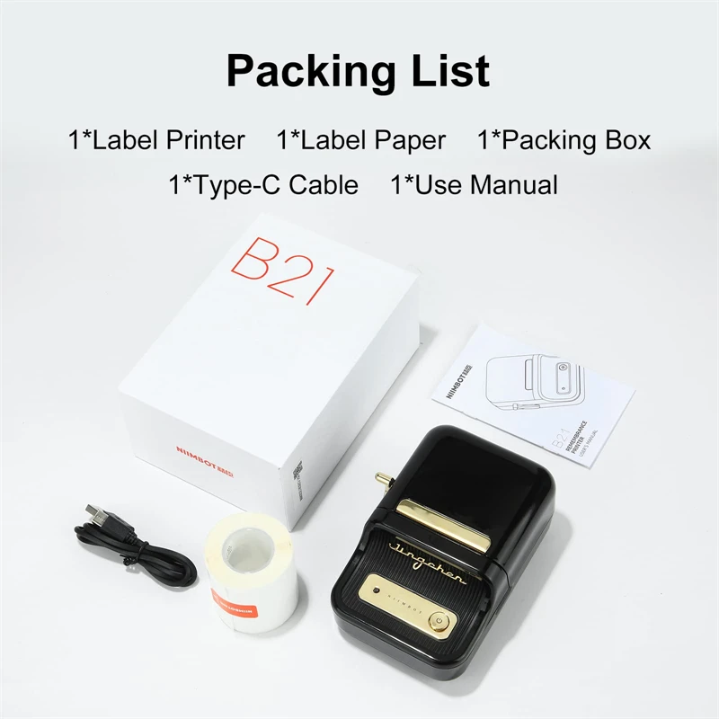 NIIMBOT Label Maker Machine with 1 Roll Free Tape B21 Vintage 2 inches  Width Business Thermal Label Printer Price Gun Shipping Label Tag Writer  for