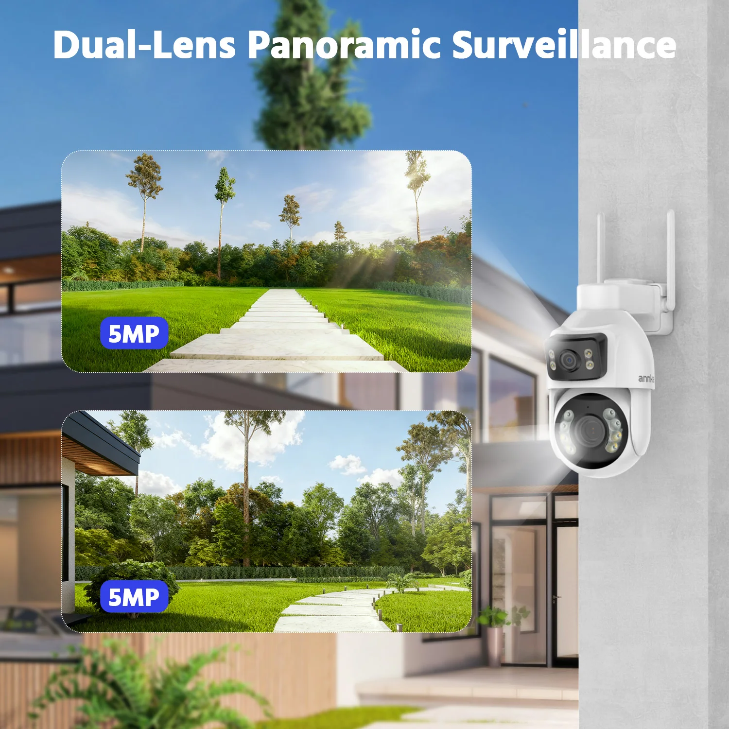 ANNKE WCD1012 10MP Dual-Lens PTZ Security Camera 12X Zoom Wifi Camera AI Human Tracking 1/2/4 PCS 2.4G wireless camera outdoor 2