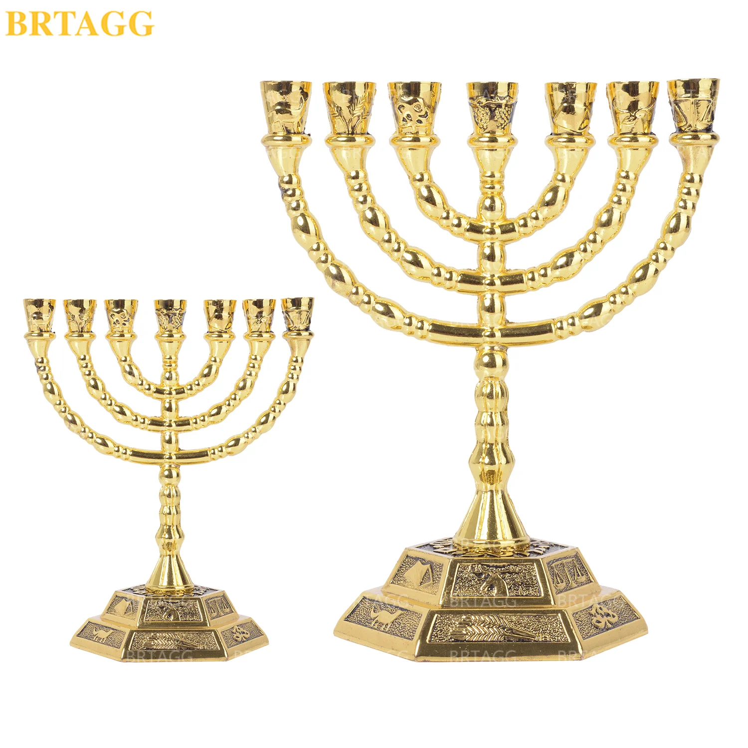 BRTAGGMenorah7BranchJewishCandleHolder12TribesOfIsrael