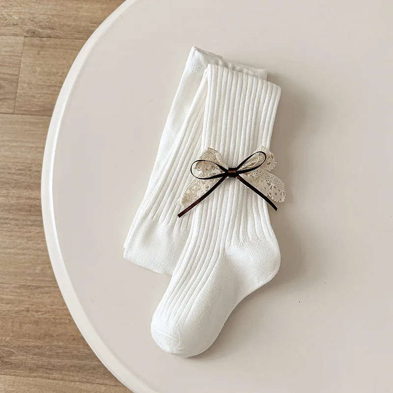 Children Cotton Tights Girls Cute Princess Bowknot Pantyhose Kids Stocking Baby Girls One-Piece Pantyhose Infant Knitted Tights kids pantyhose