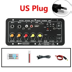High-Power Audio Amplifier Board with Dual Microphone and Bluetooth Connectivity (US Plug)