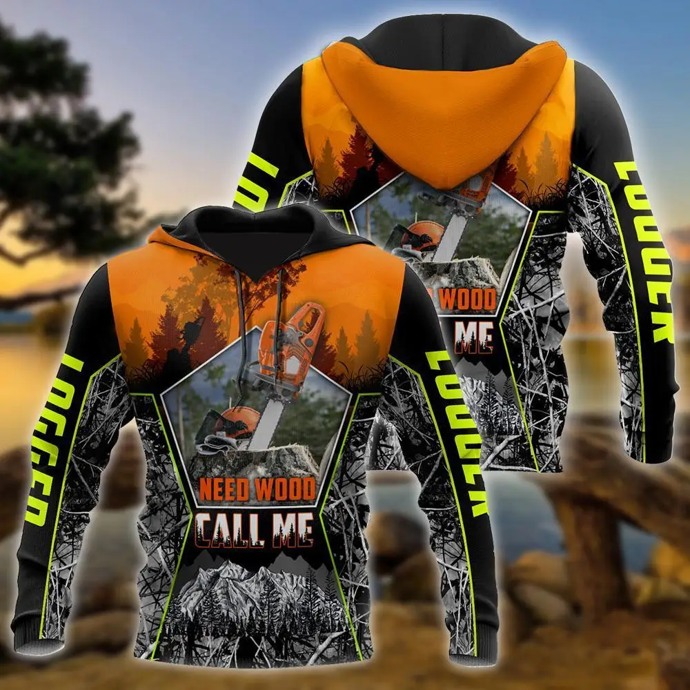 Logger Chainsaw Need Wood Call Me 3D Print Jacket Uomo/Donna Felpa Con Cappuccio Felpe Con Cerniera Casual Streetwear Pullover Unisex-2