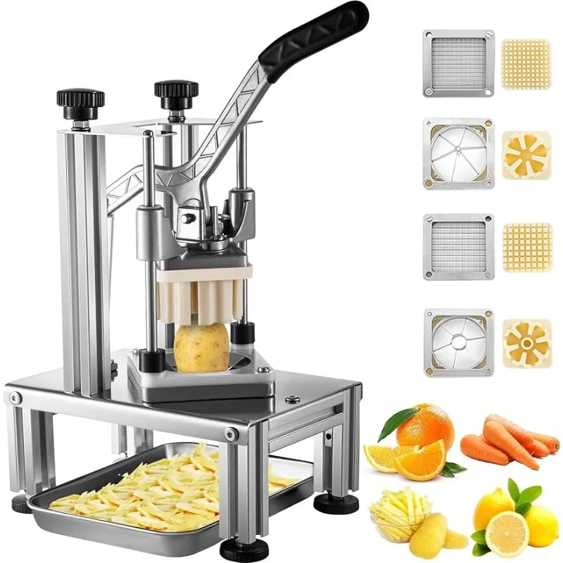 Commercial French Fry Cutter with 4 Replacement Blades, 1/2" or 1/4" or 3/8" 6 8-wedge Slicer 6-wedge Apple Corer