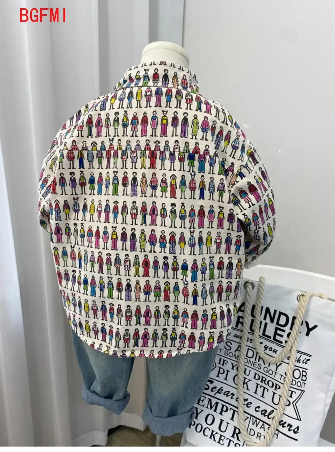 Korean Fashion Baby Girl Boy Cartoon Shirt Jacket Cotton Child Shirt Loose Outfit Spring Fall Baby Casual Clothes 2-11Y Cardigan