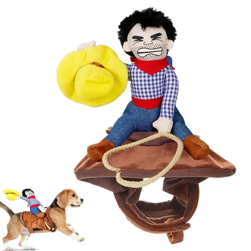 Cowboy Saddle Dog Costume Funny Dog Christmas Costume Creative Cowboy Pet Cat Clothes for Medium