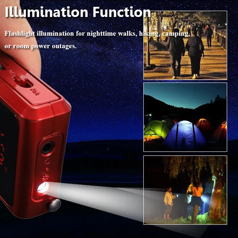 Mini Pocket FM Radio Large LED Screen Radios Receiver with Flashlight Wireless Bluetooth Speaker Recorder Handsfree Call TF Play