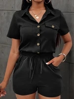 Ladies' summer jumpsuit waist cinched short sleeved jumpsuit elegant jumpsuit loose 626 - Image 4