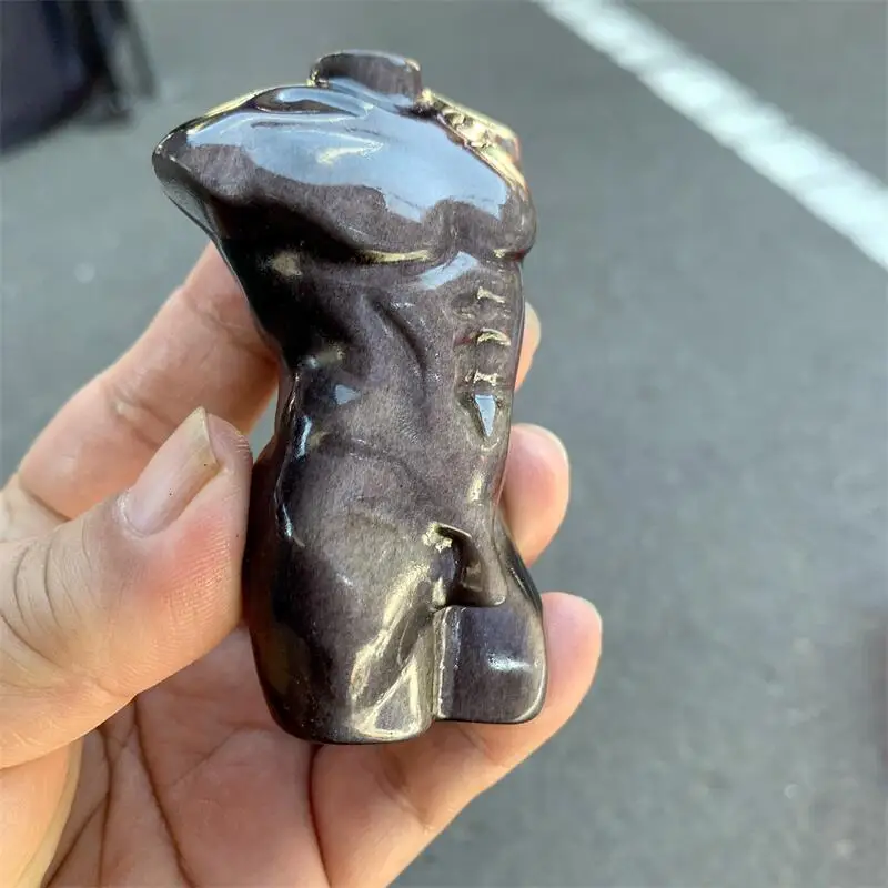 Natural Silver Obsidian Male Body Carving Crystal Crafts For Home Office Decoration Or Birthday Present 1PCS 3
