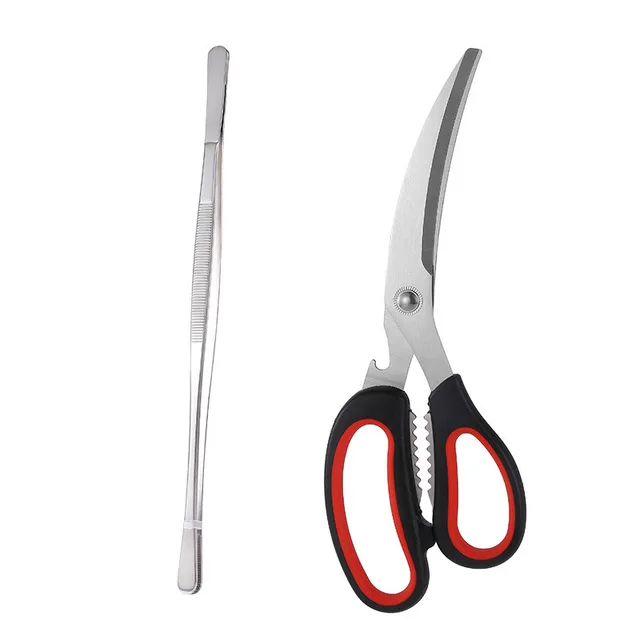 Rozsdamentes Acél Barbecue Steak Többcélú Olló Konyhai Háztartási Étterem Kényelmes Klip Ollók - Image 5