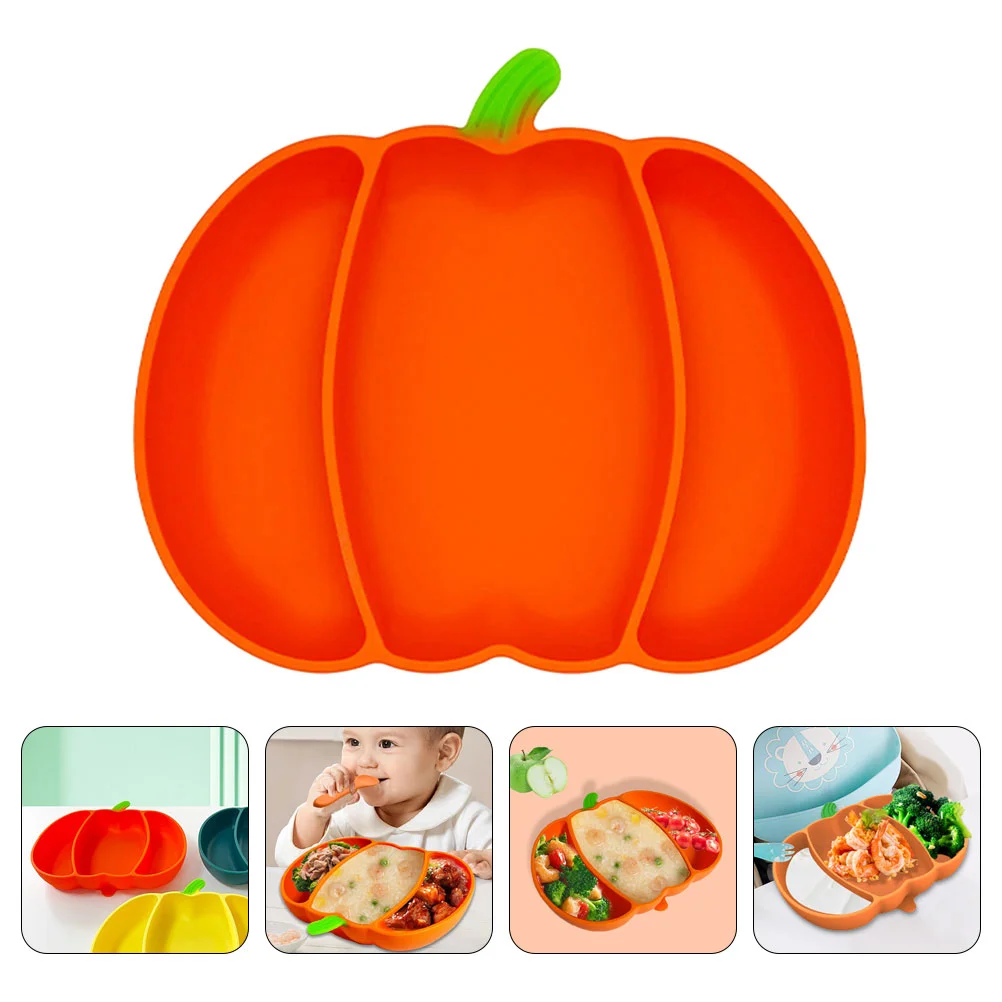 Baby Divided Dinner Plate (orange) Silicone Suction Toddler With Child Feeding Split
