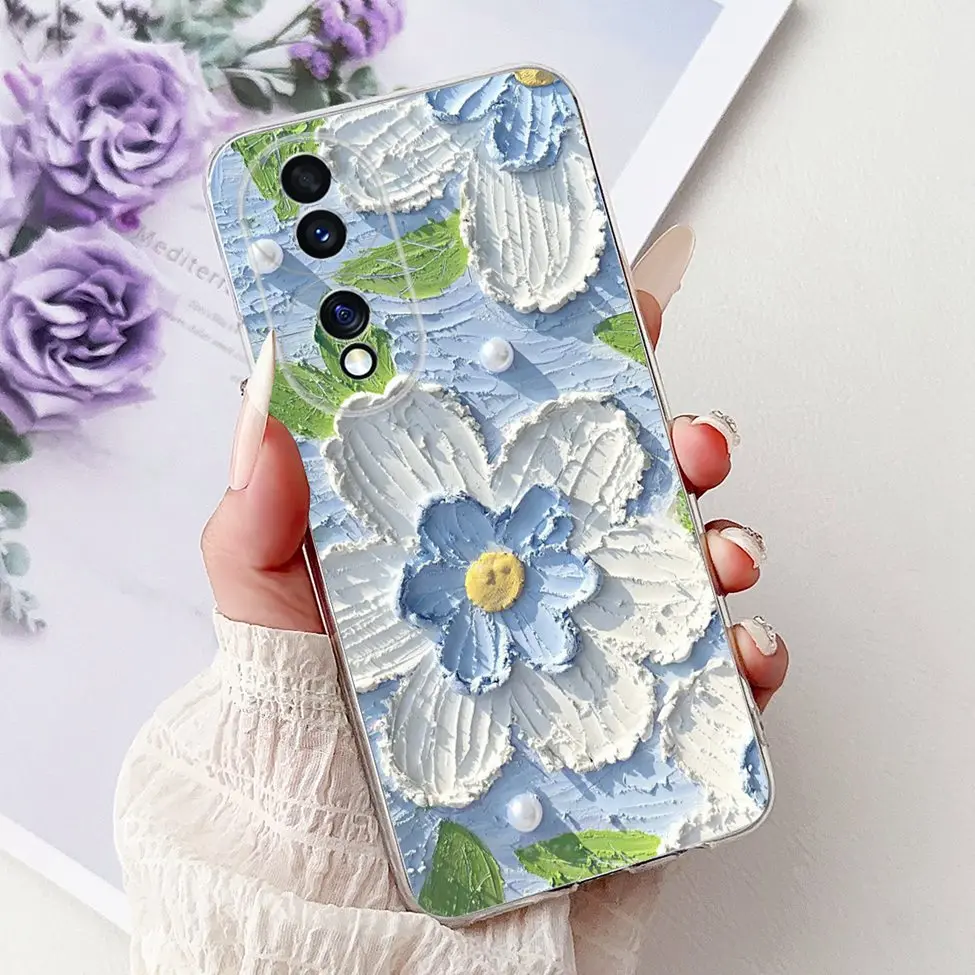 Clear Aesthetic Cute Cat & Flowers Soft Phone Case - Fashionable and Fun Design