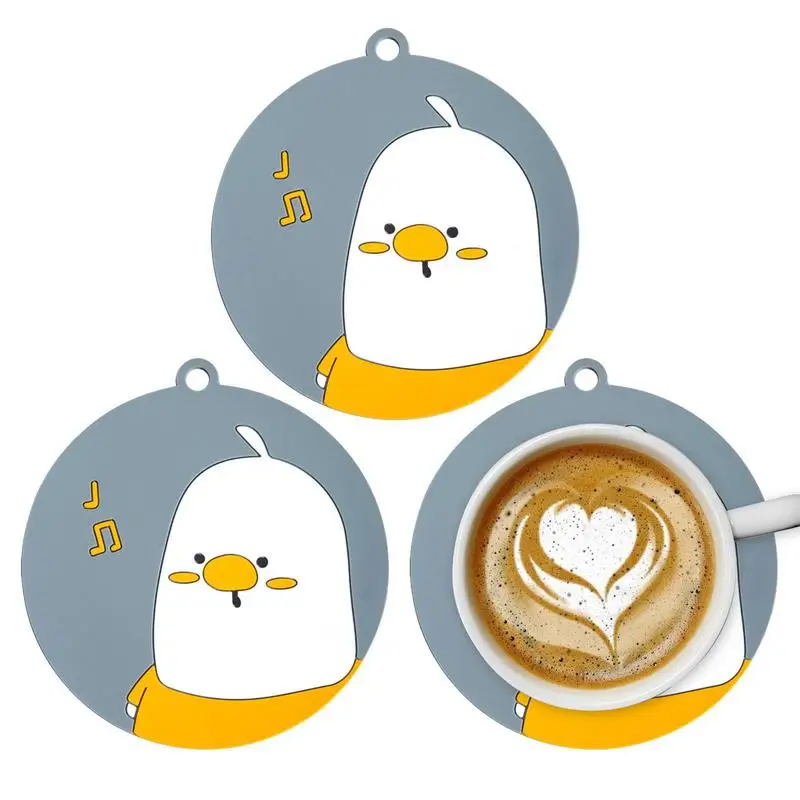 

Round Table Mats Set Of 3 Duck Round Table Mats Washable Non-Slip Place Mats Heat Resistant Kitchen Table Place Mats For Hot