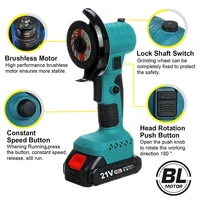 21V Brushless Mini Electric Angle Grinder Rechargeable Angle Grinder 180° Rotation Polishing Machine for 18V Makita Battery 2