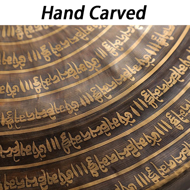 Nepal Handmade Gong 60cm Copper Rubbing Gongs Six-words Theory Sound Healing Yoga Meditation with Mallet Percussion Instruments