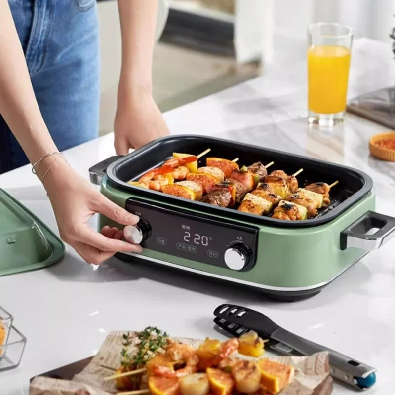 Morphyrichards 220V Multi Cooking Pot 6L Home Steamer Fryer Electric Grill Pan Hotpot Electric Frying Pan Electric Cooker 5