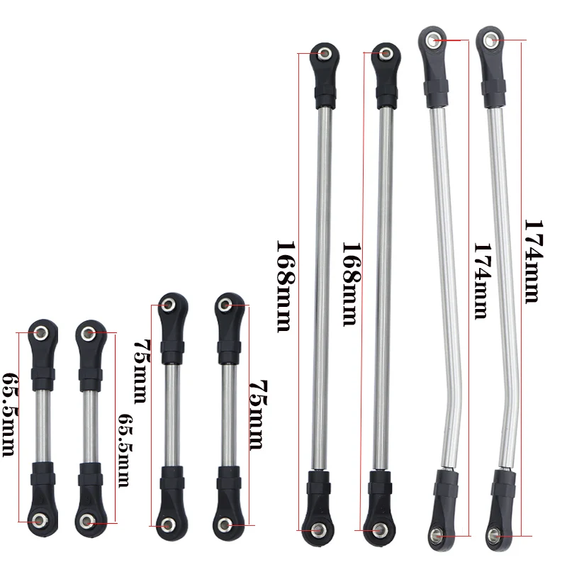 Nicfaky LCG Trägerrahmen Edelstahl Set - 9-tlg. Verbindungsstangen Für Axial SCX10 Capra RC Crawler