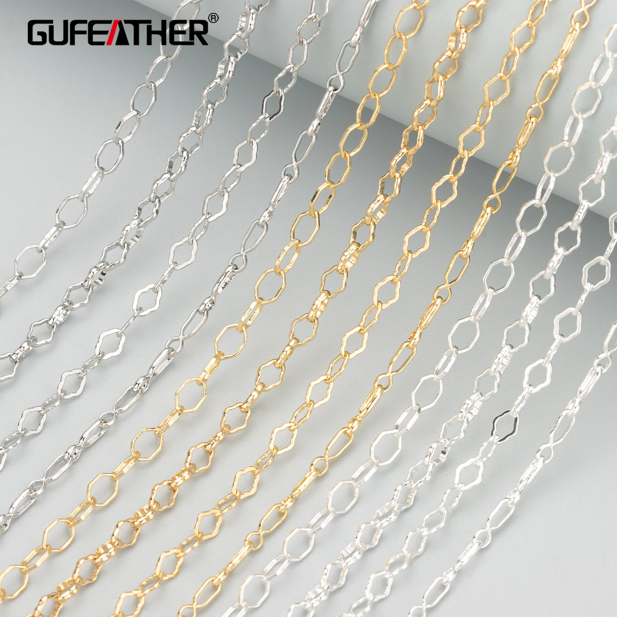 

GUFEATHER C328,chain,hand made,nickel free,18k gold rhodium plated,copper,diy bracelet necklace,jewelry making,3m/lot