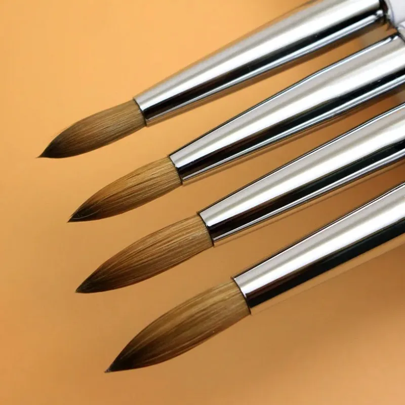 1PCS Manicure Drawing Brush Tools 6#8#10#12# Acrylic Nail Art Pen Pure Kolinsky Professional White Metal Heart Painting Sable 5