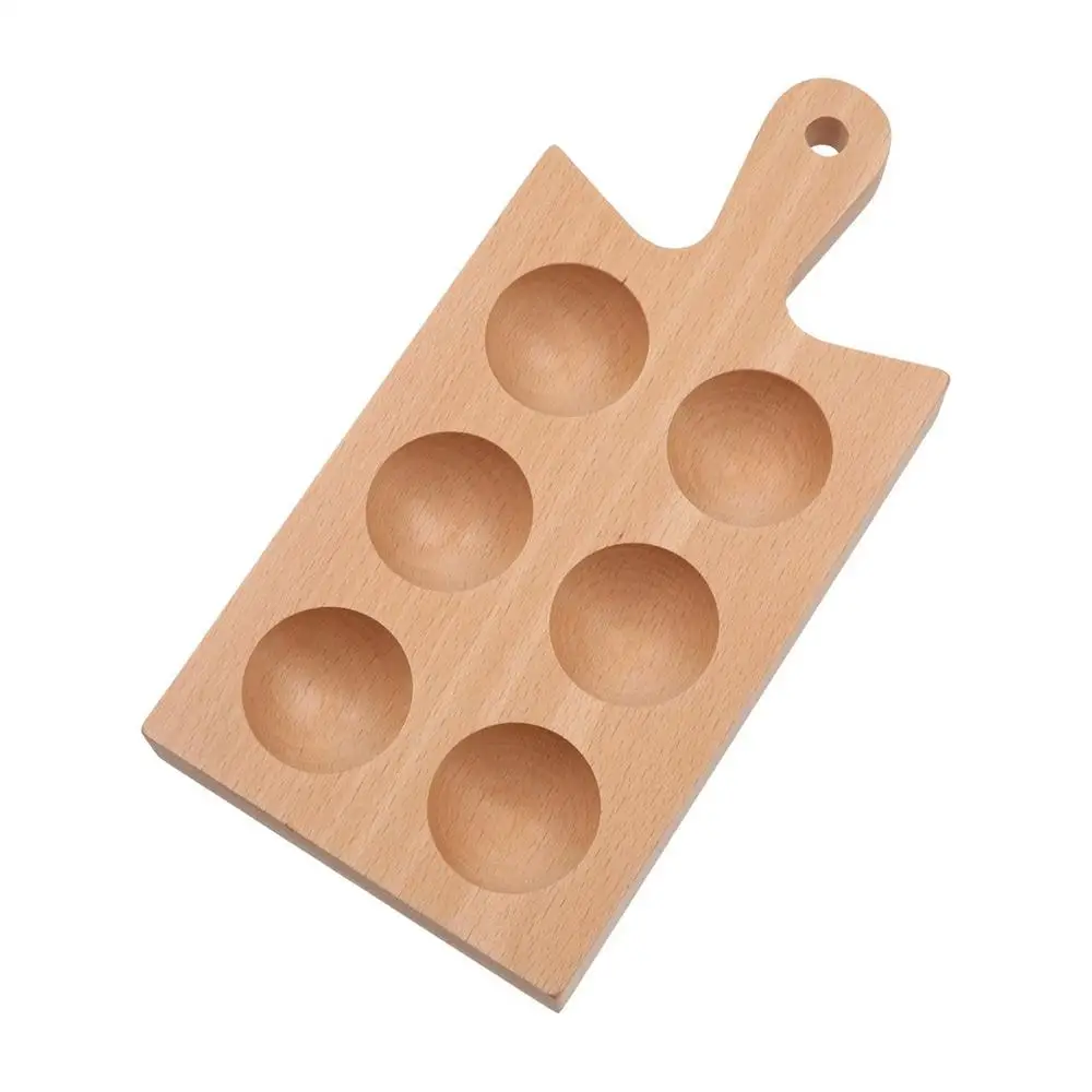 Multipurpose Handle Wood Egg Holder 4/6 Grids Double Row Wood Egg Tray Durable Hanging Hole Egg Keeper Countertop 4