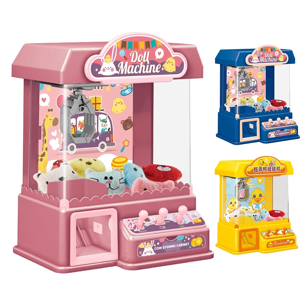 Doll Claw Machine Kids Coin Operated Play Game Clip Doll Toys Sounds and Music Large Claw Catch Toy Gifts for Girls and Boys 6