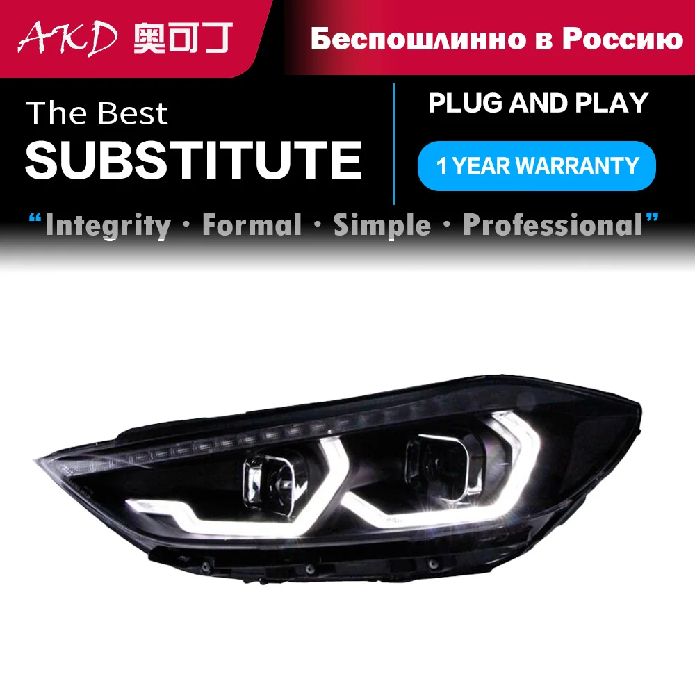 Elantra 프론트 헤드 라이트 교체 용 LED 헤드 라이트 부품 2016-2020 BMW Type DRL 주간 조명 프로젝터 Facelift