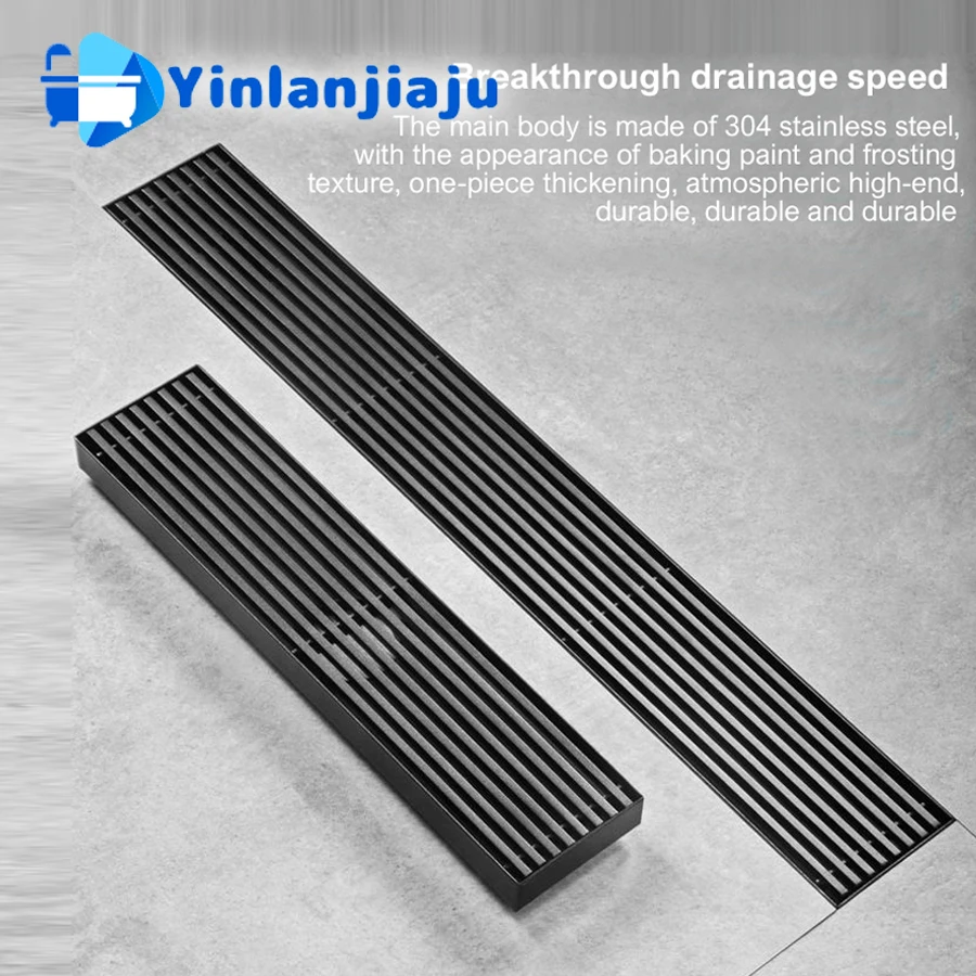 304-Stainless-Steel-Floor-Drain-Black-Rectangle-Bathroom-Lavatory ...