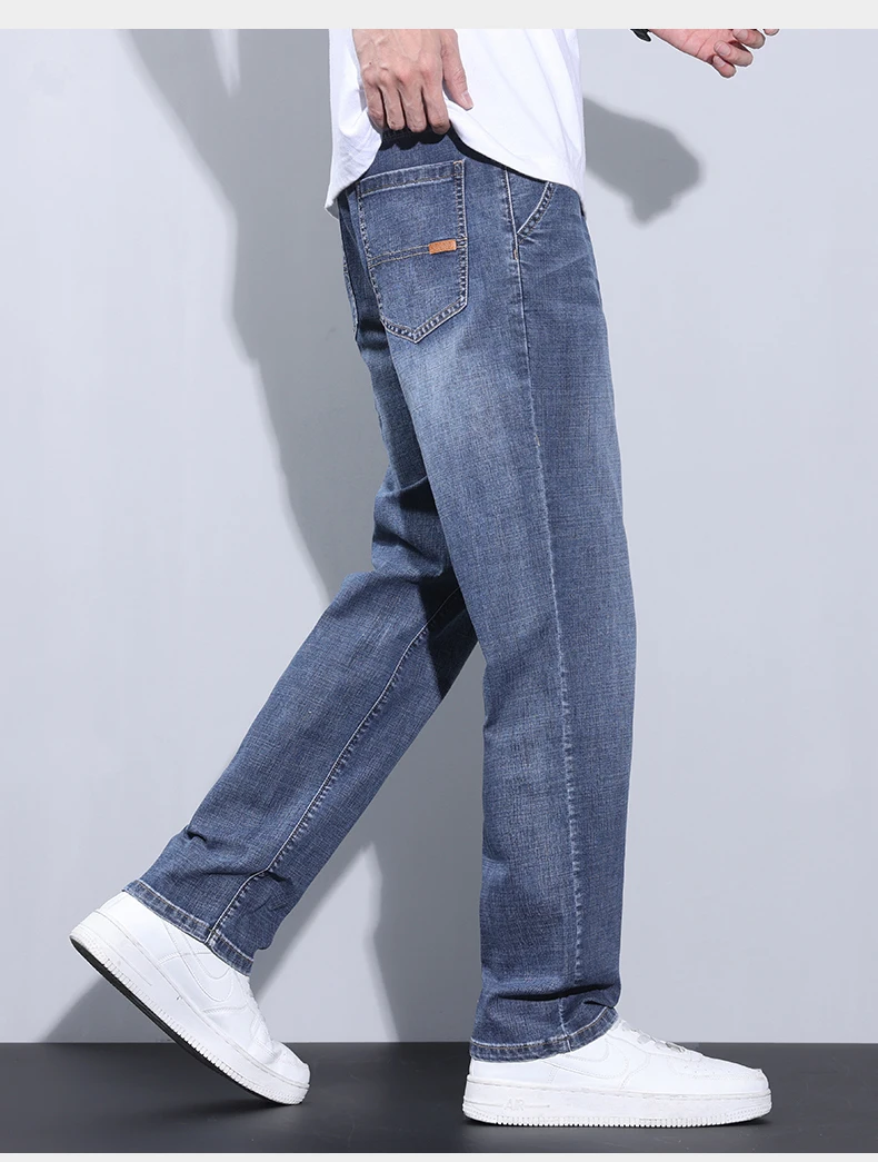 Description Picture 5 of item2024 Summer New Style Men's Casual Straight Jeans Versatile Korean Fashion Pants Baggy Stretch Wide-leg Denim Trousers Male