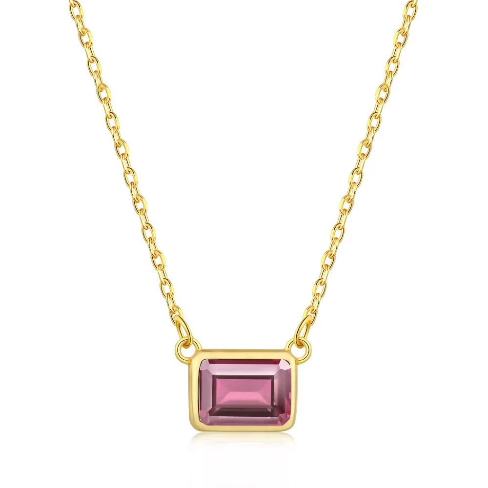 

Ожерелье из стерлингового серебра 925 пробы для женщин с универсальным дизайном, нишевая прямоугольная цветная Подвеска из циркония